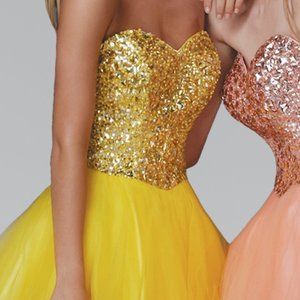 NEW SHORT SLEEVELESS TULLE DRESS EMBROIDERED WITH RHINESTONES & PEARLS GS2034